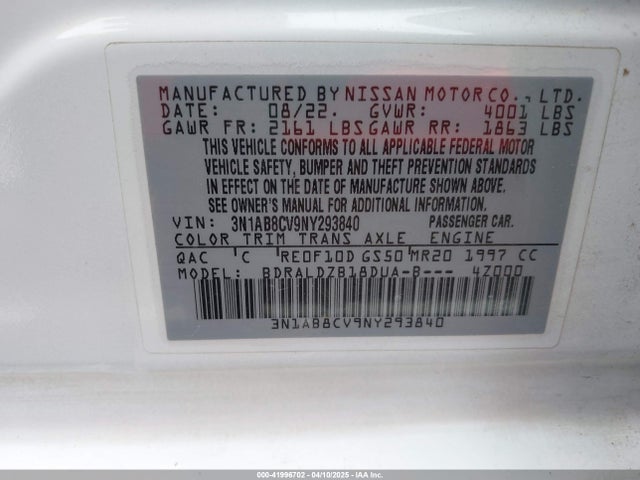 3N1AB8CV9NY293840 Nissan Sentra Sv Xtronic Cvt