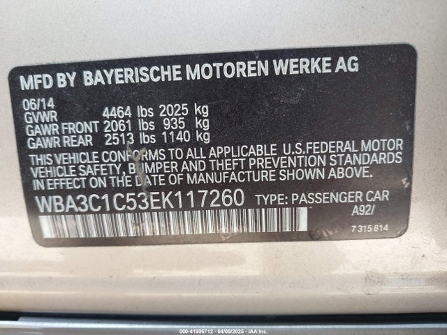 WBA3C1C53EK117260 BMW 328I