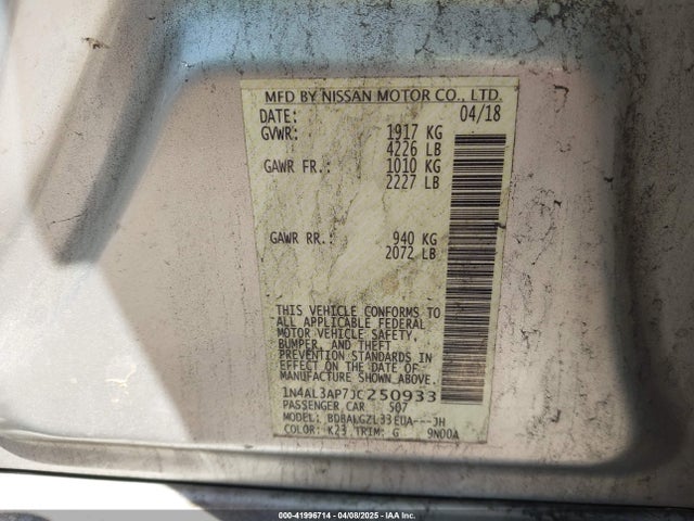 1N4AL3AP7JC250933 Nissan Altima 2.5 S