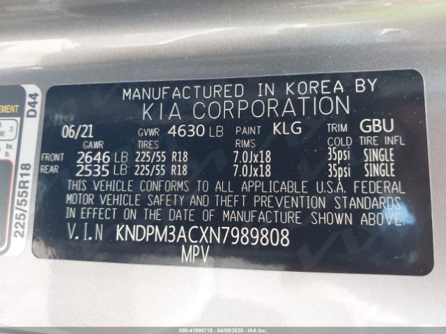 KNDPM3ACXN7989808 KIA Sportage Lx