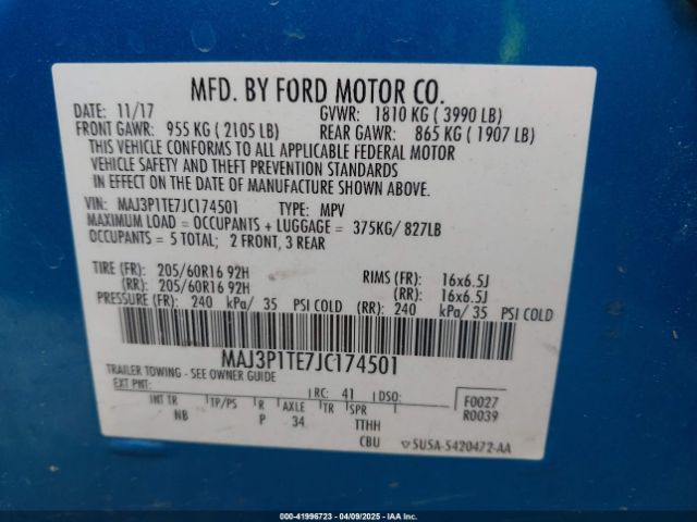 2018 FORD ECOSPORT MAJ3P1TE7JC174501 Photo 8