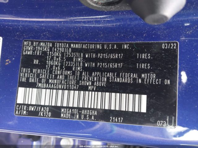 7MUBAAAG0NV011047 Toyota Corolla Cross Le