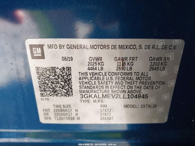 3GKALMEV2LL104945 GMC Terrain Fwd Sle