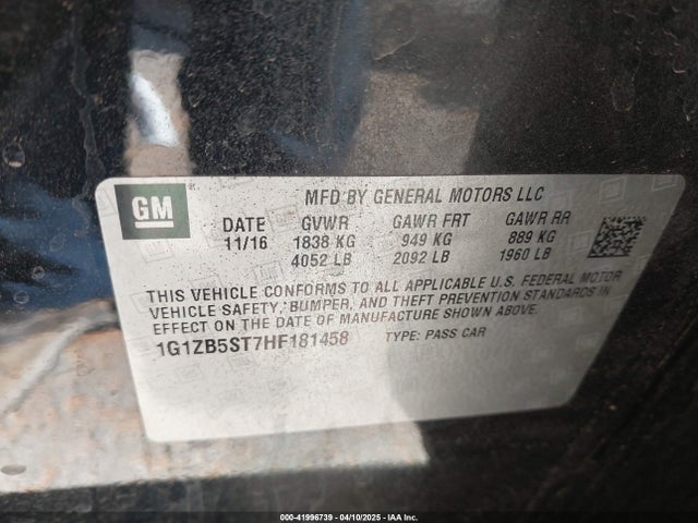 1G1ZB5ST7HF181458 Chevrolet MALIBU LS