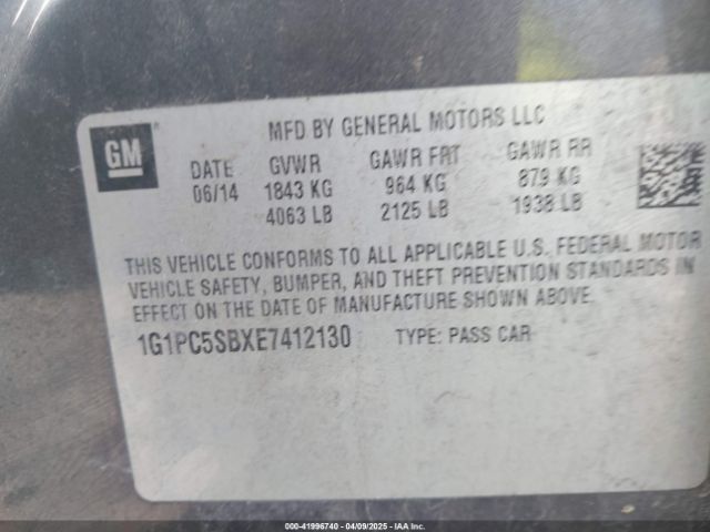 1G1PC5SBXE7412130 Chevrolet Cruze 1lt Auto
