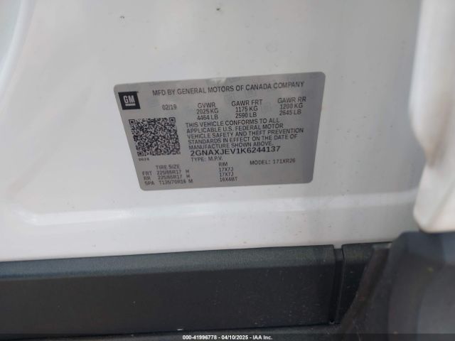 2GNAXJEV1K6244137 Chevrolet EQUINOX LT