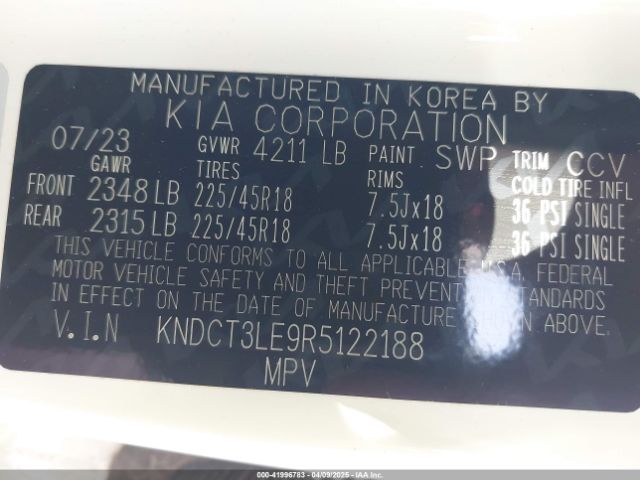KNDCT3LE9R5122188 KIA Niro Sx Touring