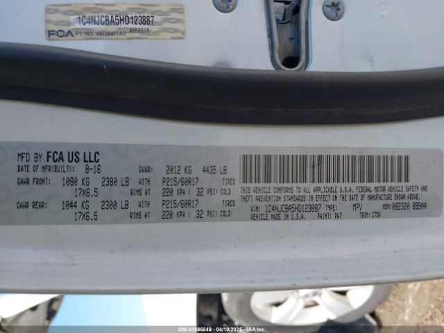 1C4NJCBA5HD123887 Jeep Compass Sport Fwd