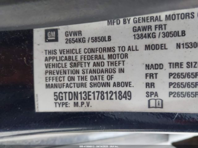 2007 HUMMER H3 SUV 5GTDN13E178121849 Photo 8