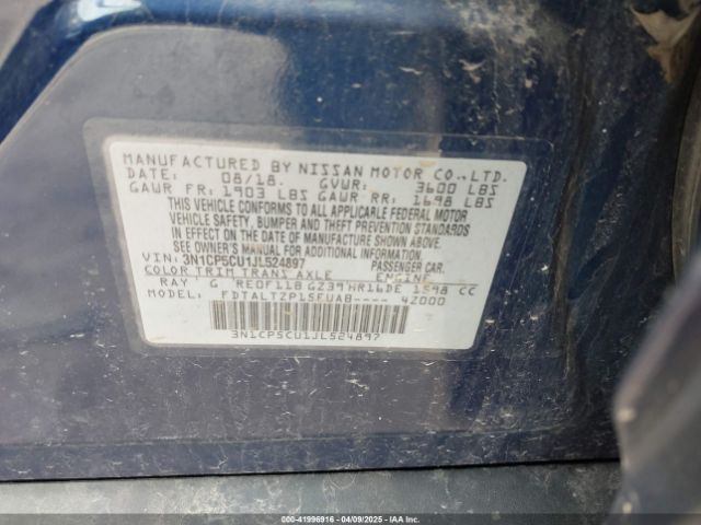 3N1CP5CU1JL524897 Nissan KICKS SR