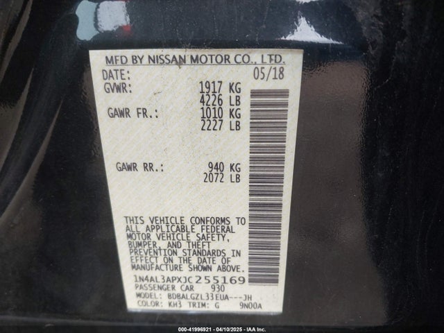 1N4AL3APXJC255169 Nissan Altima 2.5 S