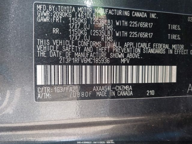 2021 TOYOTA RAV4 2T3P1RFV6MC185936 Photo 8