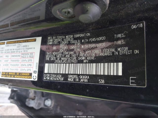 JTEBU5JR2J5579001 Toyota 4runner Limited