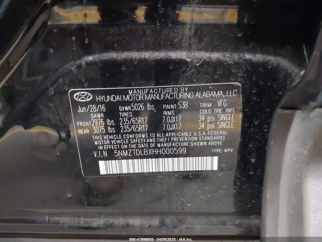 5NMZTDLBXHH000599 Hyundai Santa Fe Sport 2.4l