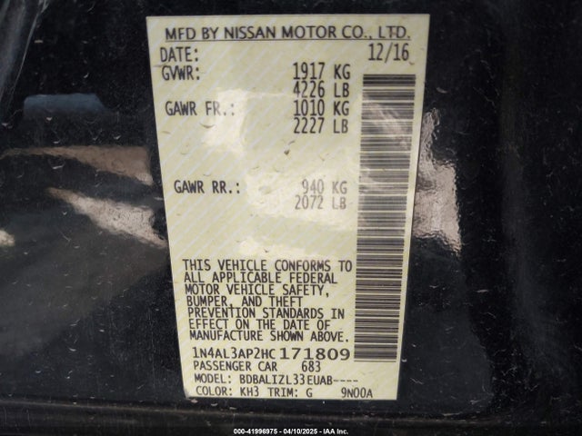 Nissan 2017 2017 1N4AL3AP2HC171809 Image 9