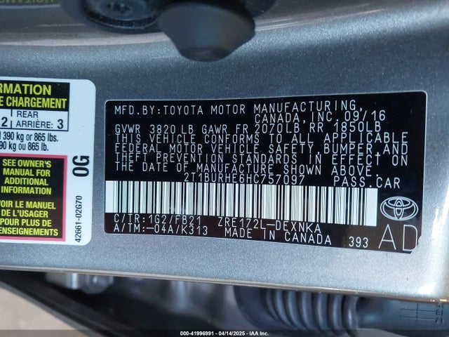 Toyota 2zr-fe 2017 2T1BURHE6HC757097 Image 27