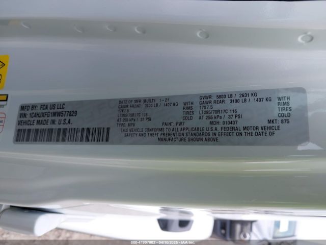 1C4HJXFG1MW577829 Jeep Wrangler Unlimited Rubicon 4x4