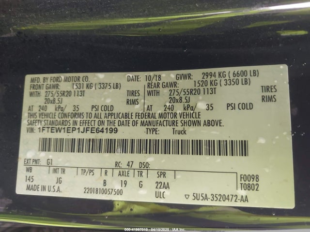 Ford F-150 Xl 2018 1FTEW1EP1JFE64199 Image 9