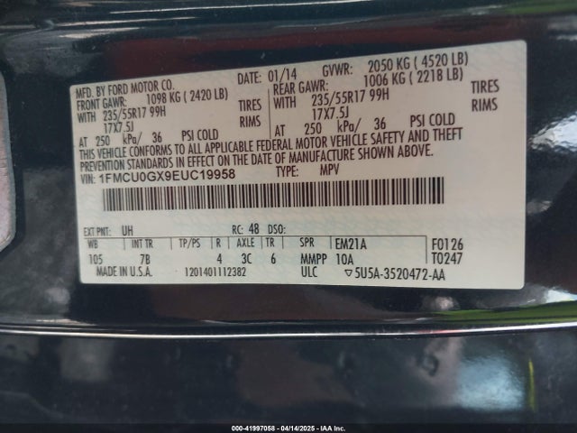 Ford Escape 2014 1FMCU0GX9EUC19958 Image 22