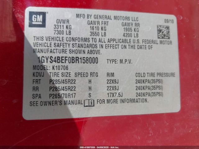 2011 CADILLAC ESCALADE 1GYS4BEF0BR158000 Photo 8