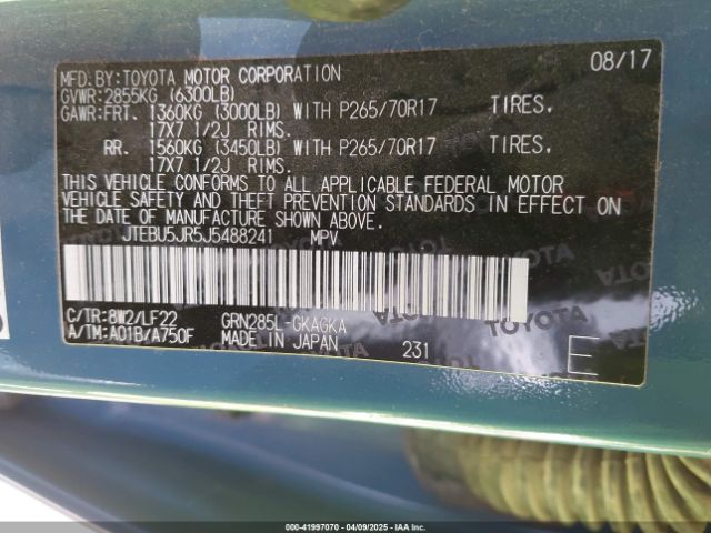 JTEBU5JR5J5488241 Toyota 4runner Trd Pro
