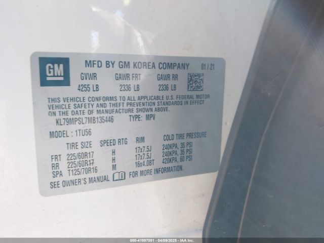KL79MPSL7MB135446 Chevrolet Trailblazer Fwd Lt
