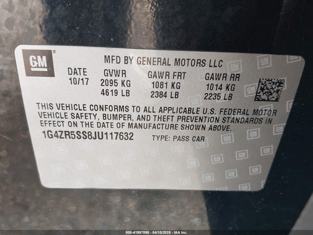 1G4ZR5SS8JU117632 Buick lgx - direct injection, variable valve timing, alum, gen 2