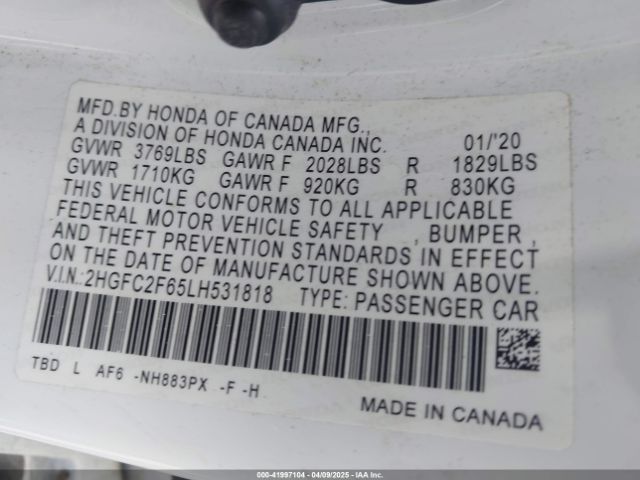 2HGFC2F65LH531818 Honda Civic Lx