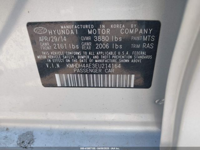 KMHDH4AE3EU214164 Hyundai ELANTRA SE