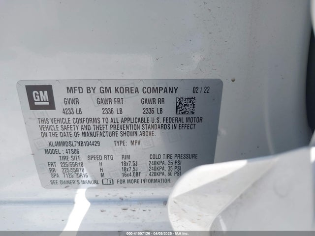 KL4MMDSL7NB104429 Buick Encore Gx Fwd Select