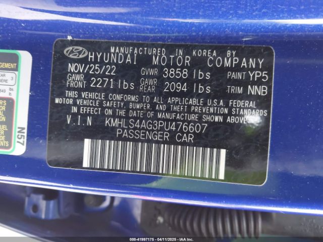 KMHLS4AG3PU476607 Hyundai ELANTRA SEL