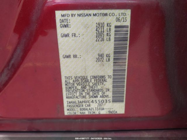 1N4AL3AP4FC455035 Nissan ALTIMA 2.5