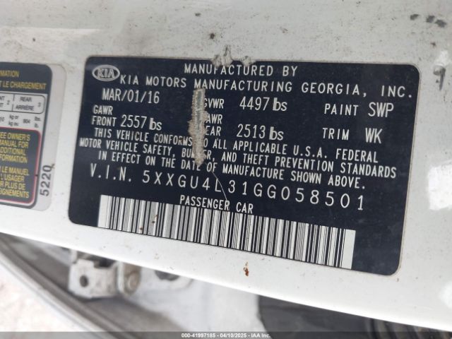5XXGU4L31GG058501 KIA OPTIMA EX