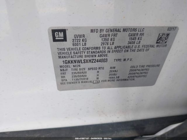 1GKKNWLSXHZ244003 GMC Acadia Slt-2