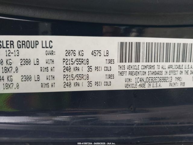 1C4NJDEB2ED698213 Jeep Compass Latitude