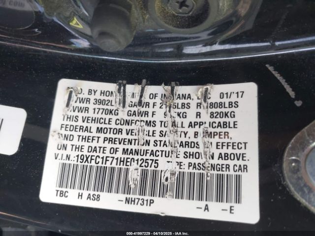 19XFC1F71HE012575 Honda Civic Ex-l