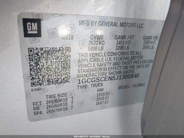 1GCGSCEN5J1300840 Chevrolet lgz - di: direct injection, vvt: variable valve timing, alum, var2, gen2
