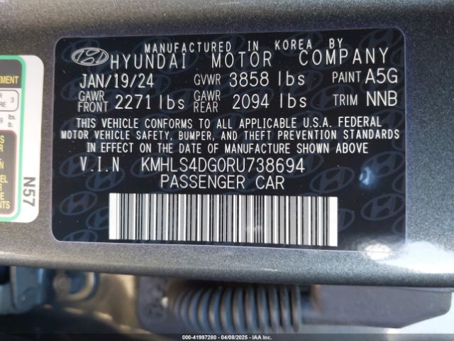 KMHLS4DG0RU738694 Hyundai ELANTRA SEL