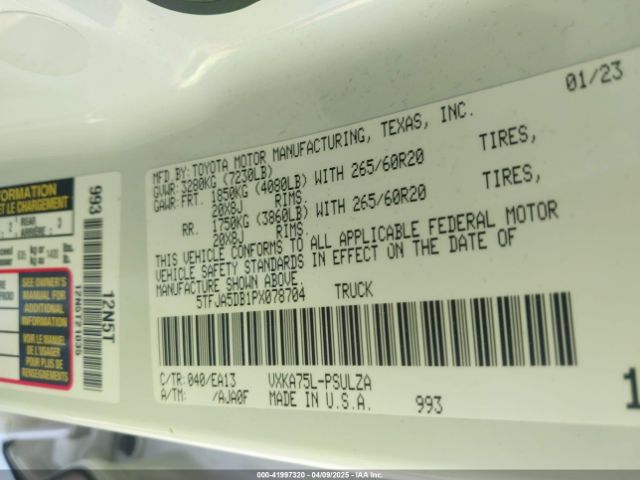 5TFJA5DB1PX078704 Toyota Tundra Limited