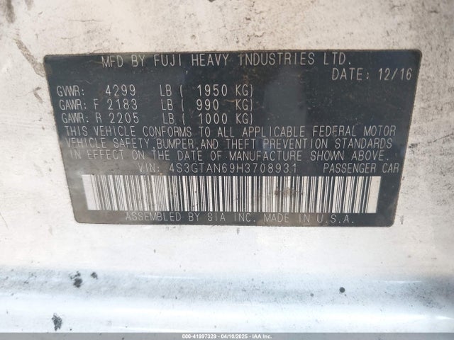4S3GTAN69H3708931 Subaru Impreza 2.0i Limited