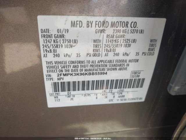 2019 FORD EDGE 2FMPK3K96KBB55994 Photo 8