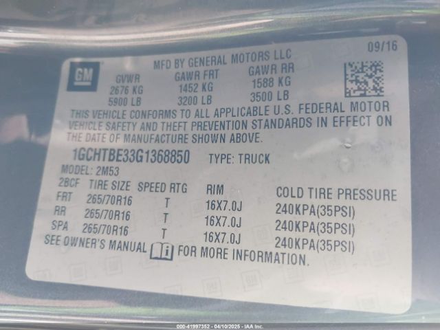 1GCHTBE33G1368850 Chevrolet Colorado Wt