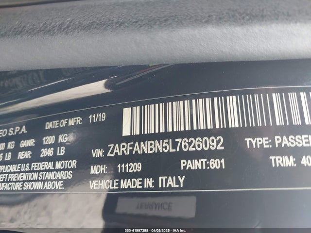 ZARFANBN5L7626092 Alfa Romeo Giulia Ti Sport Awd