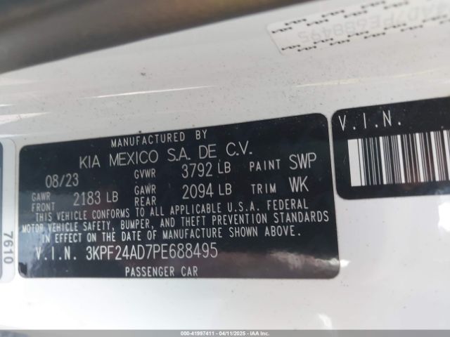 3KPF24AD7PE688495 KIA Forte Lxs