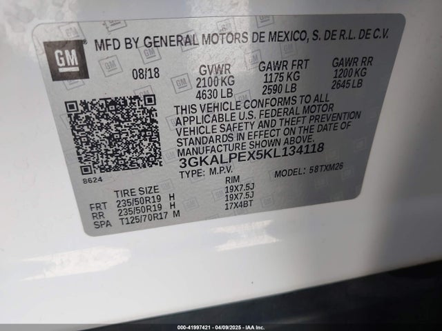 3GKALPEX5KL134118 GMC Terrain Slt