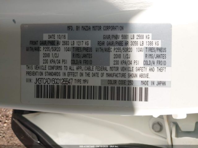 JM3TCADY6G0125547 Mazda Cx-9 Grand Touring