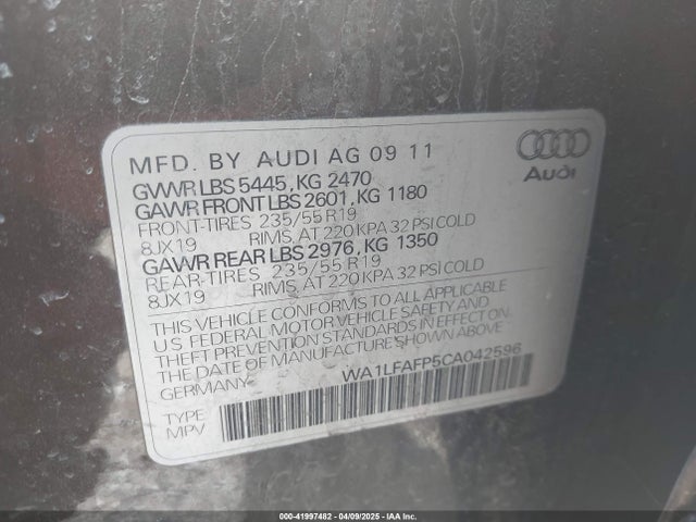 2012 AUDI Q5 WA1LFAFP5CA042596 Photo 8