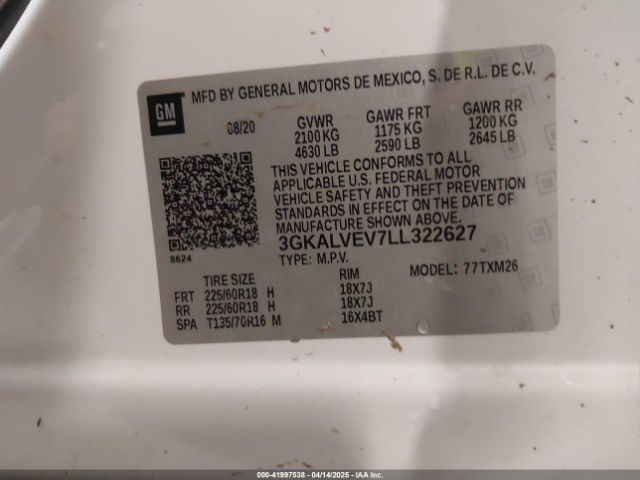 3GKALVEV7LL322627 GMC Terrain Awd Slt