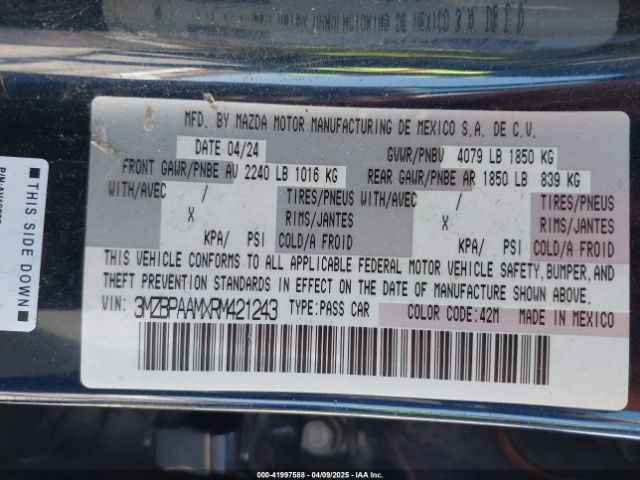 3MZBPAAMXRM421243 Mazda Mazda3 2.5 S