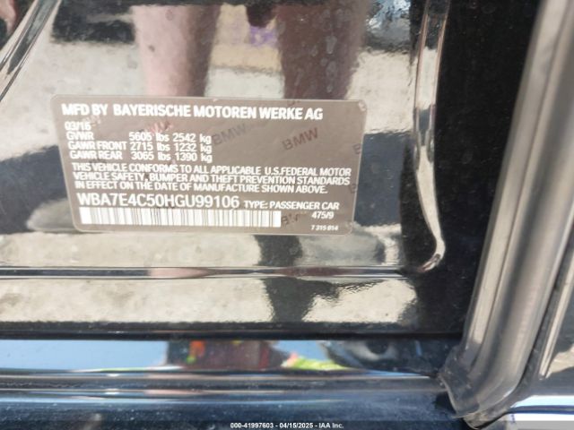 WBA7E4C50HGU99106 BMW 740i Xdrive